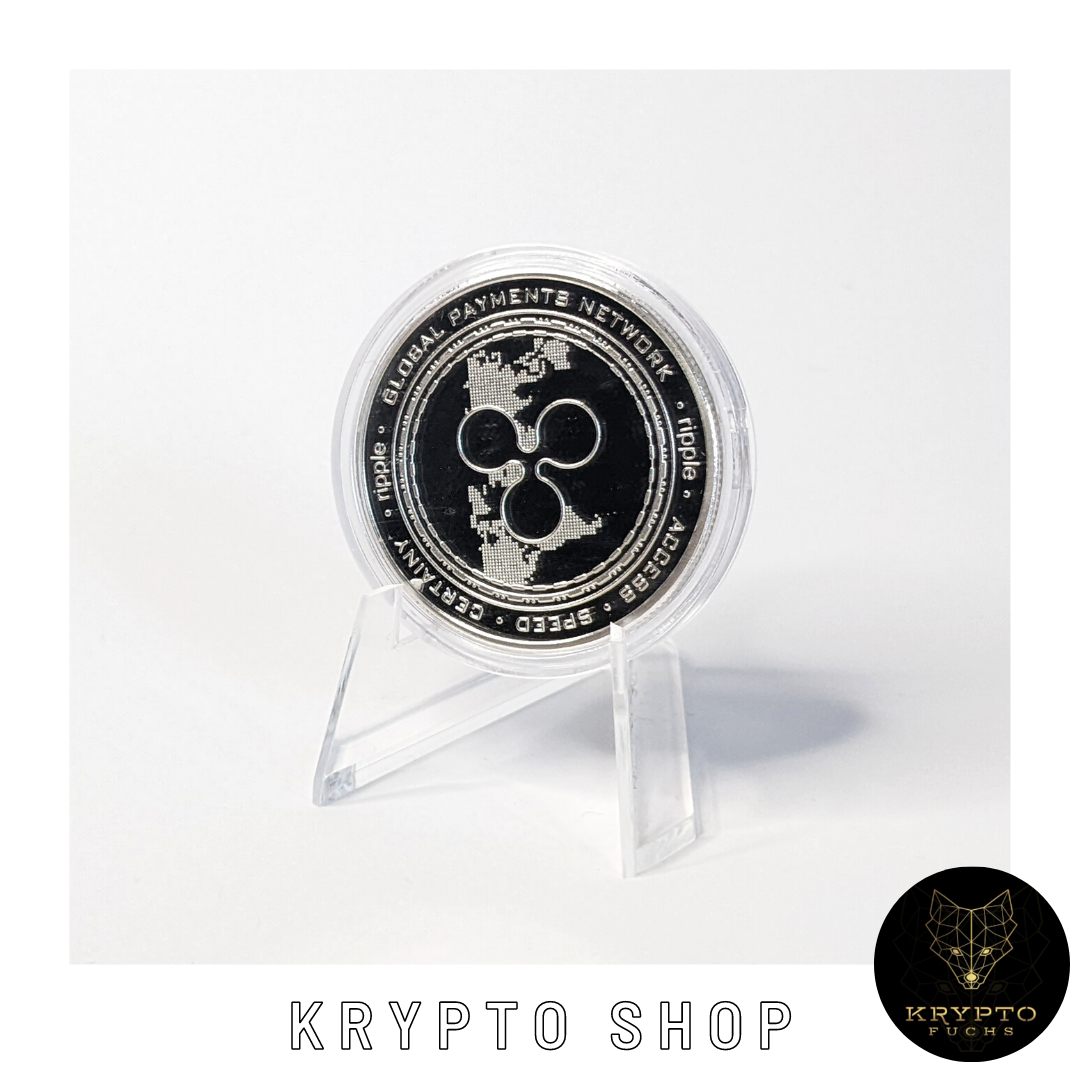 Ripple XRP Kryptomünze 2021 Edition – Silber, aufgestellte Münze in Schutzkapsel | KryptoFuchs