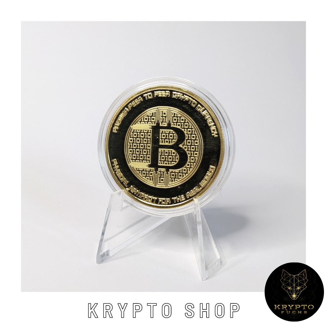 Bitcoin BTC Silkroad Kryptomünze – mit Aufsteller | KryptoFuchs